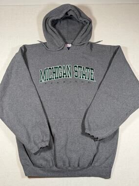 Michigan State Spartans Hoodie Men’s Large Cadre Athletic Gray Green Pullover